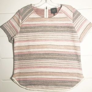 W5 - Anthro Pink striped fringe edge top
